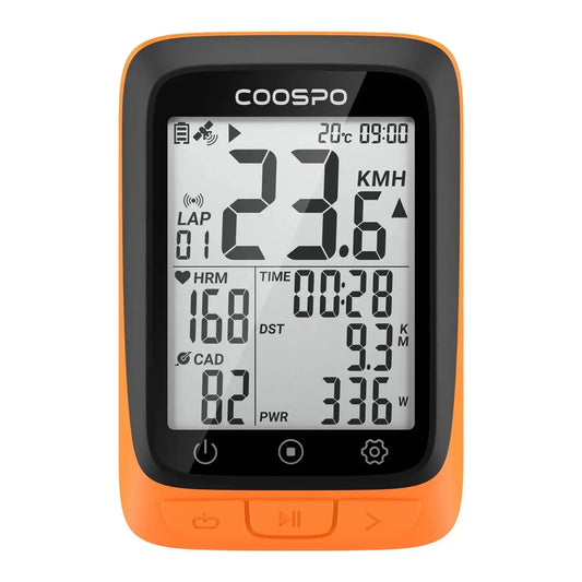 COOSPO Bike Computer GPS Wireless, ANT+ Cycling Computer GPS with Bluetooth , Multifunctional ANT+ Bicycle Computer GPS with 2.4 LCD Screen, Bike Speedometer with Auto Backlight IP67