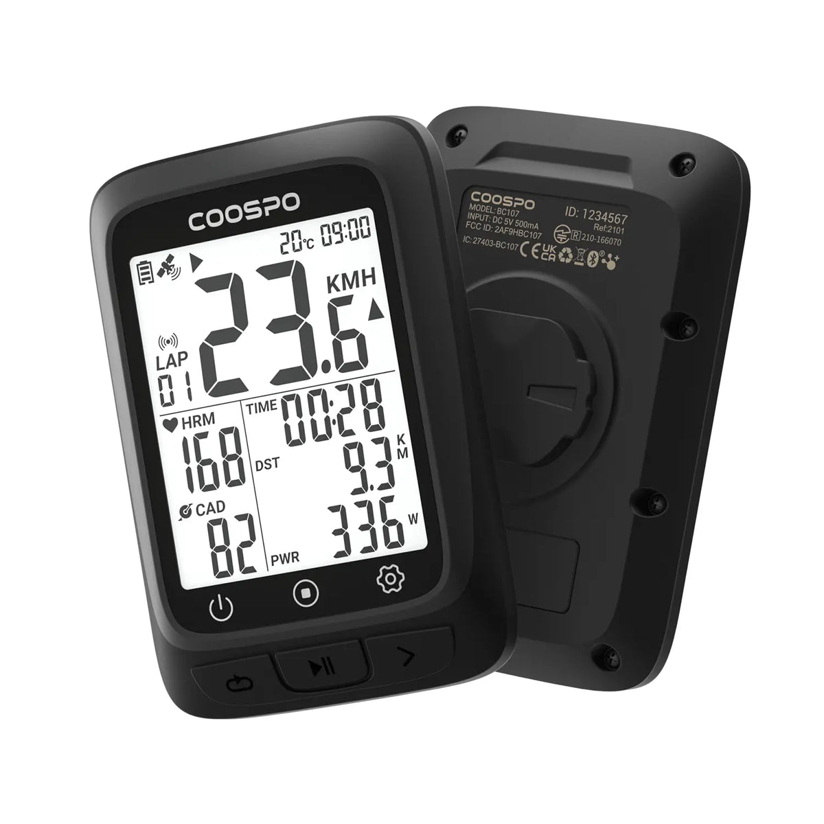 COOSPO Bike Computer GPS Wireless, ANT+ Cycling Computer GPS with Bluetooth , Multifunctional ANT+ Bicycle Computer GPS with 2.4 LCD Screen, Bike Speedometer with Auto Backlight IP67