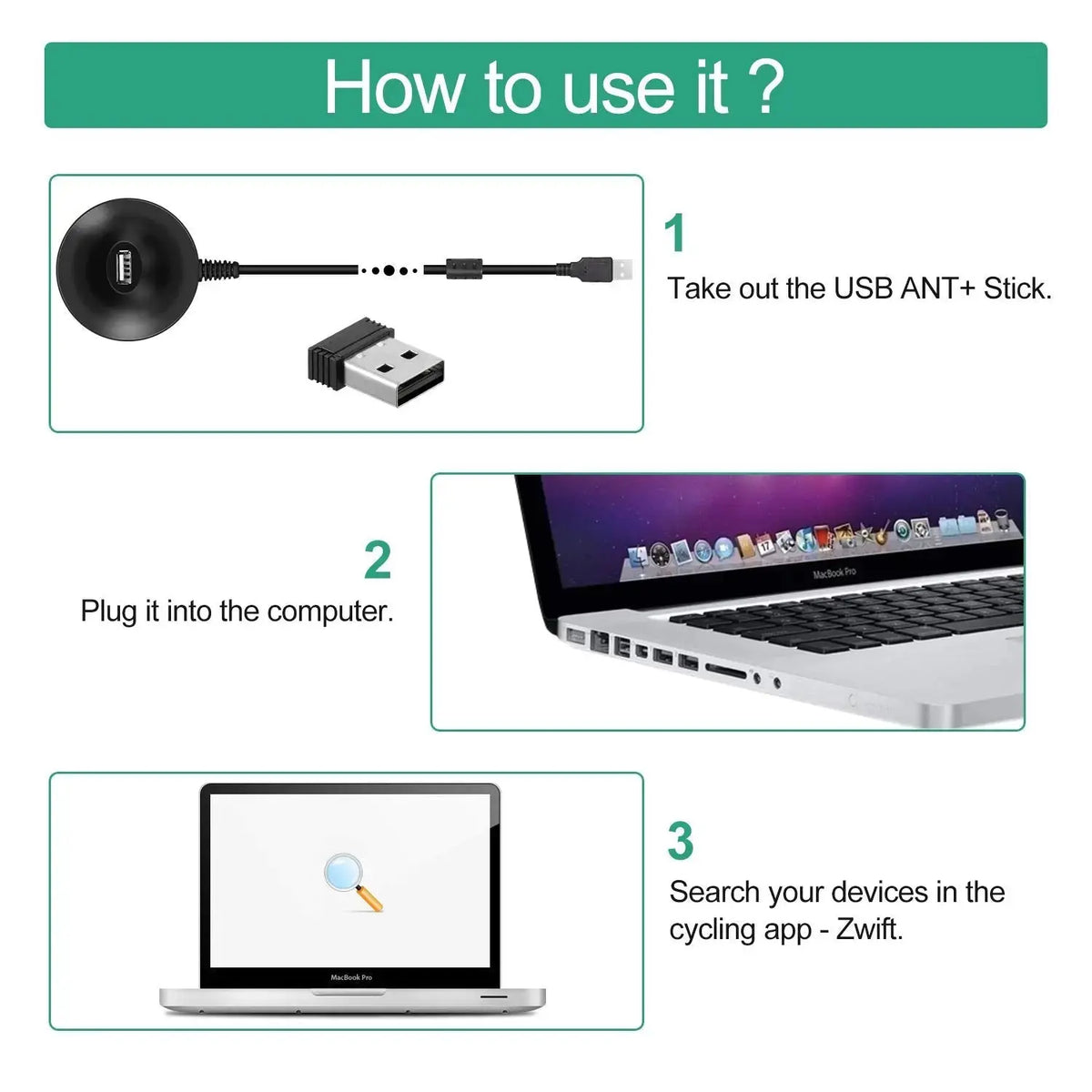 CooSpo USB ANT Stick, ANT+ Dongle for Indoor Cycling Training Data Transmission COOSPO